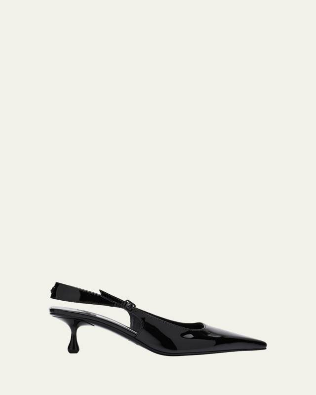 Amel Pointed Patent Leather Slingback Pumps